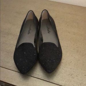 Black jeweled flats